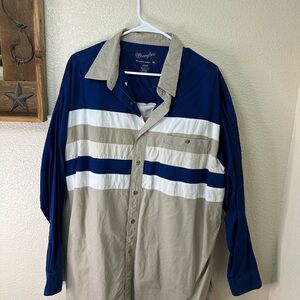 Wrangler Western Blue and Tan Shirt